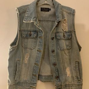 distressed denim vest